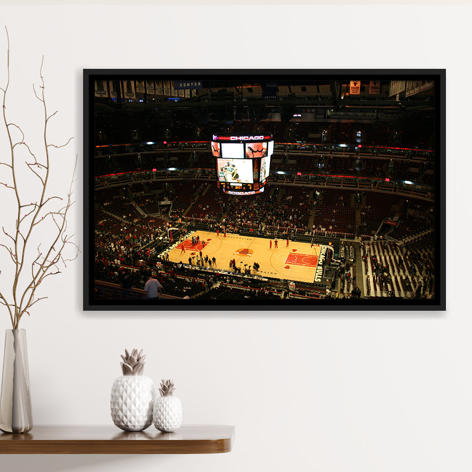 Chicago Bulls in United Center, Stadium Canvas, Sport Art, Gift for him, Framed Canvas Prints Wall Art Decor, Framed Picture