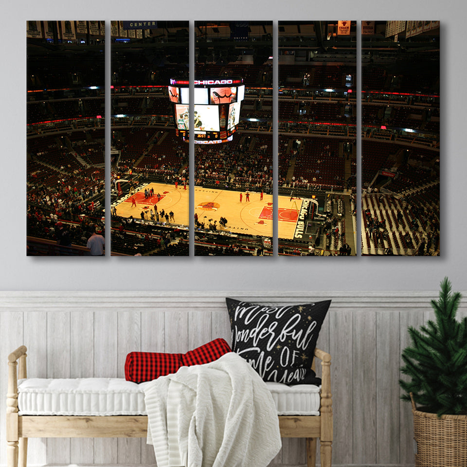 Chicago Bulls in United Center, Stadium Canvas, Sport Art, Gift for him, Multi Panels B, Canvas Prints Wall Art Decor