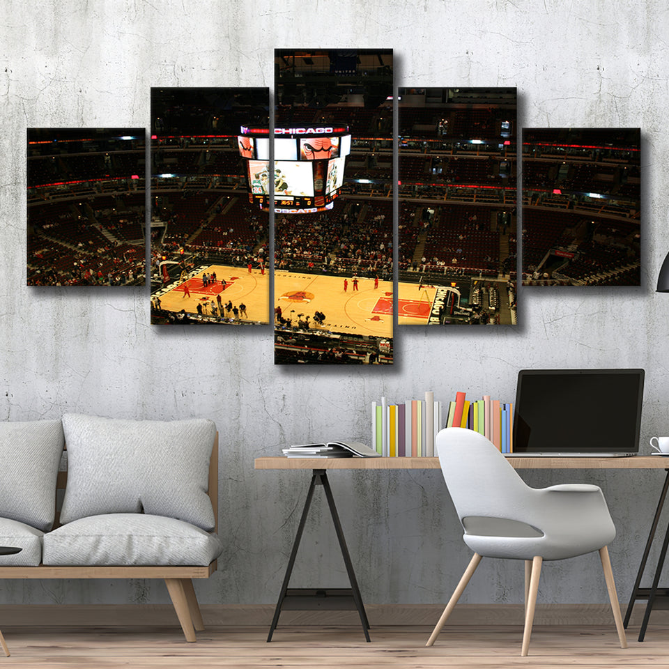 Chicago Bulls in United Center, Stadium Canvas, Sport Art, Large Canvas, Multi Panels, Canvas Prints Wall Art Decor