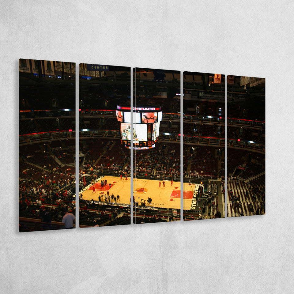 Chicago Bulls in United Center, Stadium Canvas, Sport Art, Gift for him, Multi Panels B, Canvas Prints Wall Art Decor