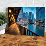 Chicago City Usa Evening River Canvas Wall Art - Canvas Prints, Prints for Sale, Canvas Painting, Canvas On Sale