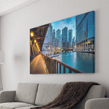 Chicago City Usa Evening River Canvas Wall Art - Canvas Prints, Prints for Sale, Canvas Painting, Canvas On Sale