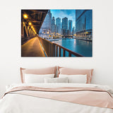 Chicago City Usa Evening River Canvas Wall Art - Canvas Prints, Prints for Sale, Canvas Painting, Canvas On Sale