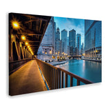 Chicago City Usa Evening River Canvas Wall Art - Canvas Prints, Prints for Sale, Canvas Painting, Canvas On Sale