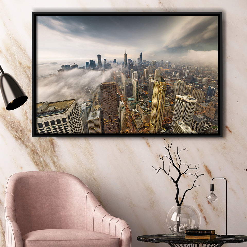 Chicago Cityscape Framed Canvas Prints Wall Art Decor - Paiting Canvas, Art Prints, Floating Frame
