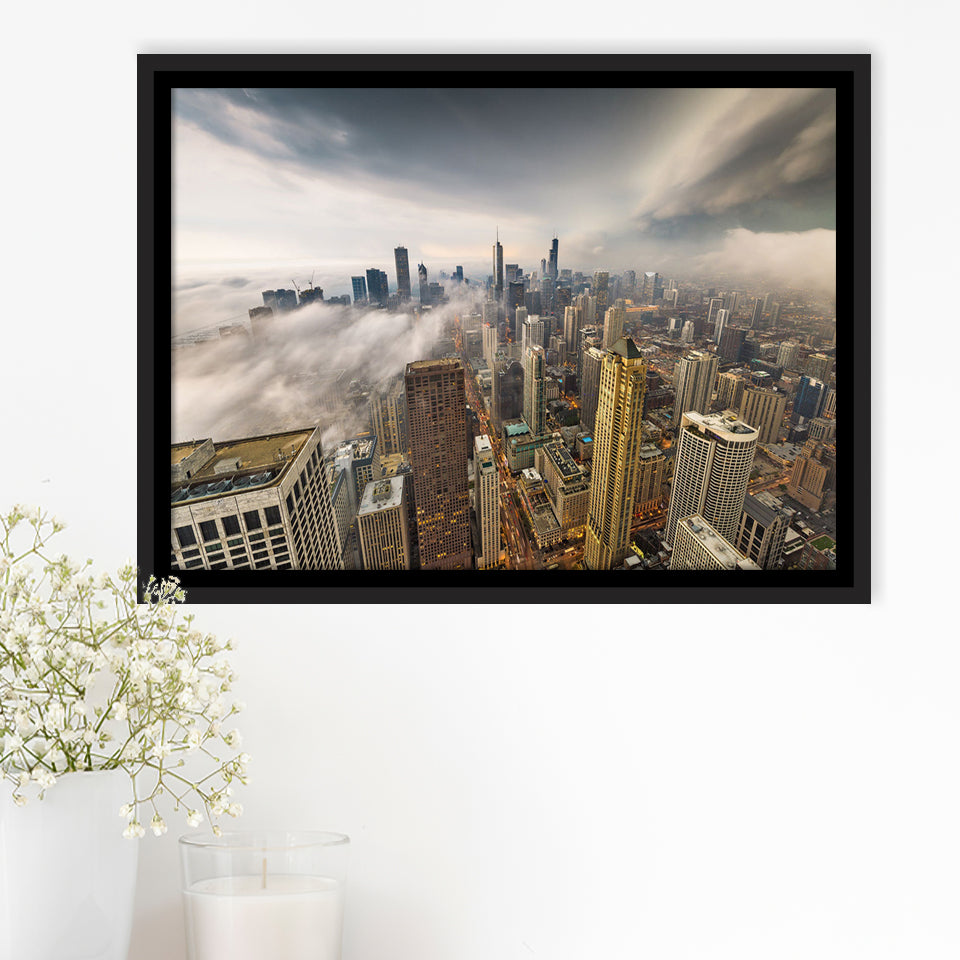 Chicago Cityscape Framed Canvas Prints Wall Art Decor - Paiting Canvas, Art Prints, Floating Frame