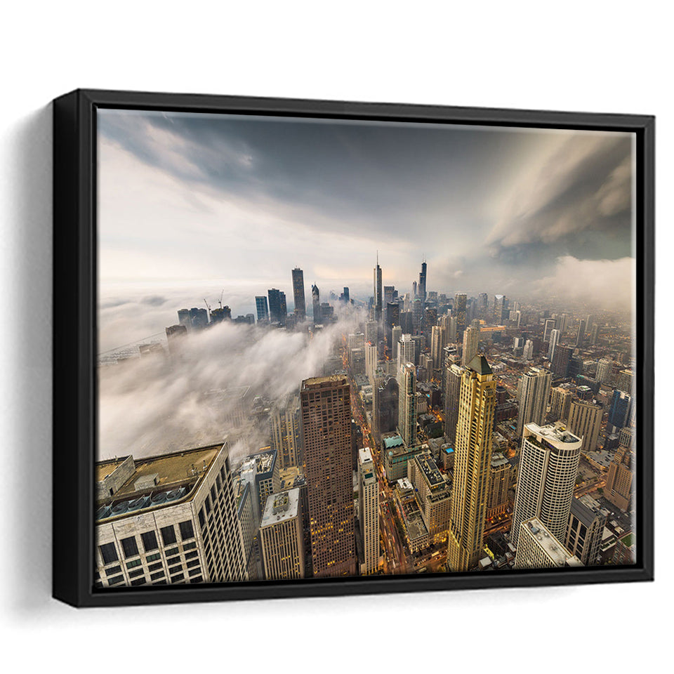 Chicago Cityscape Framed Canvas Prints Wall Art Decor - Paiting Canvas, Art Prints, Floating Frame