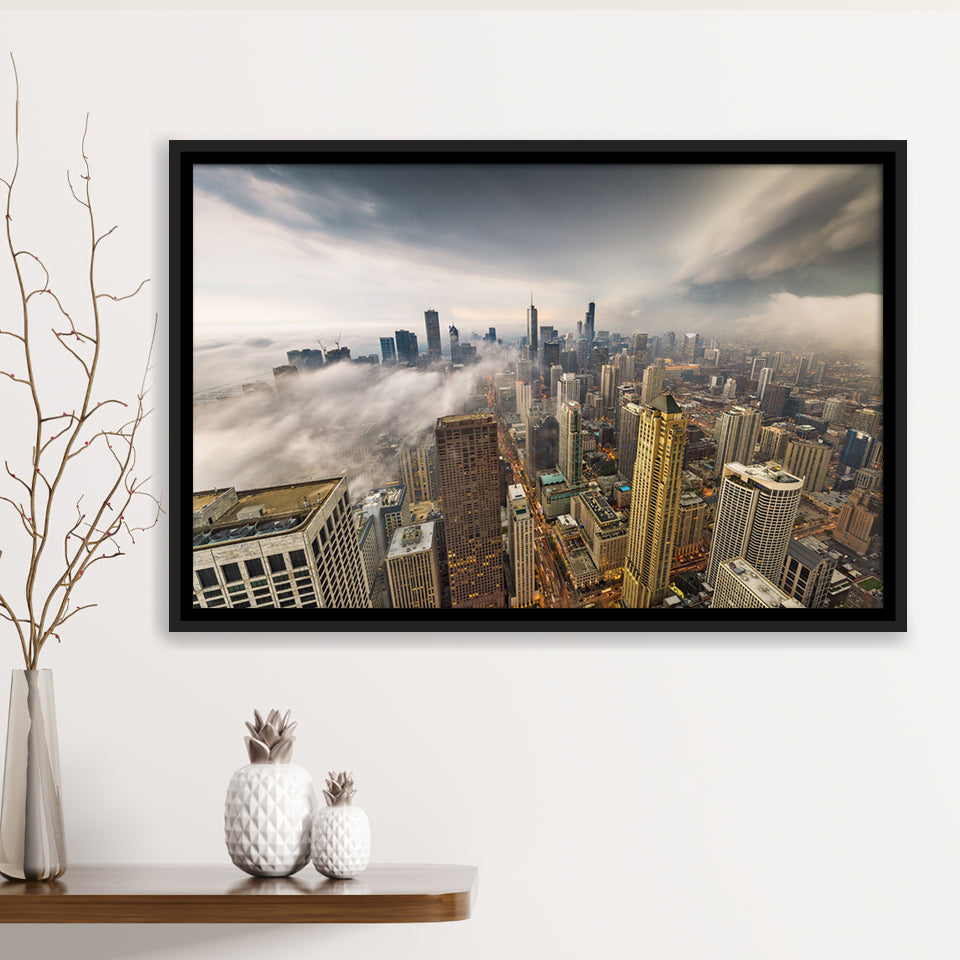 Chicago Cityscape Framed Canvas Prints Wall Art Decor - Paiting Canvas, Art Prints, Floating Frame