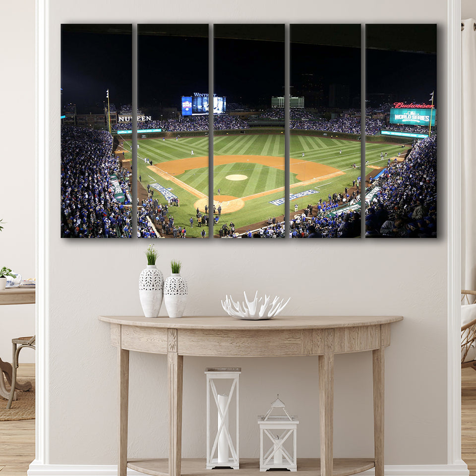 Chicago Cubs Stadium Wall Art Wrigley Field Stadium Canvas Prints Baseball,Multi Panels B,Sport Stadium Art Prints, Fan Gift