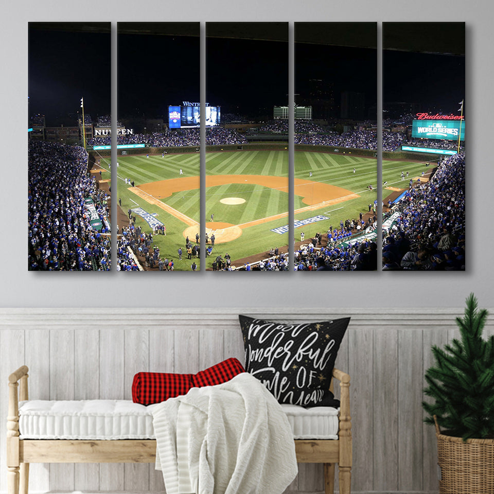 Chicago Cubs Stadium Wall Art Wrigley Field Stadium Canvas Prints Baseball,Multi Panels B,Sport Stadium Art Prints, Fan Gift