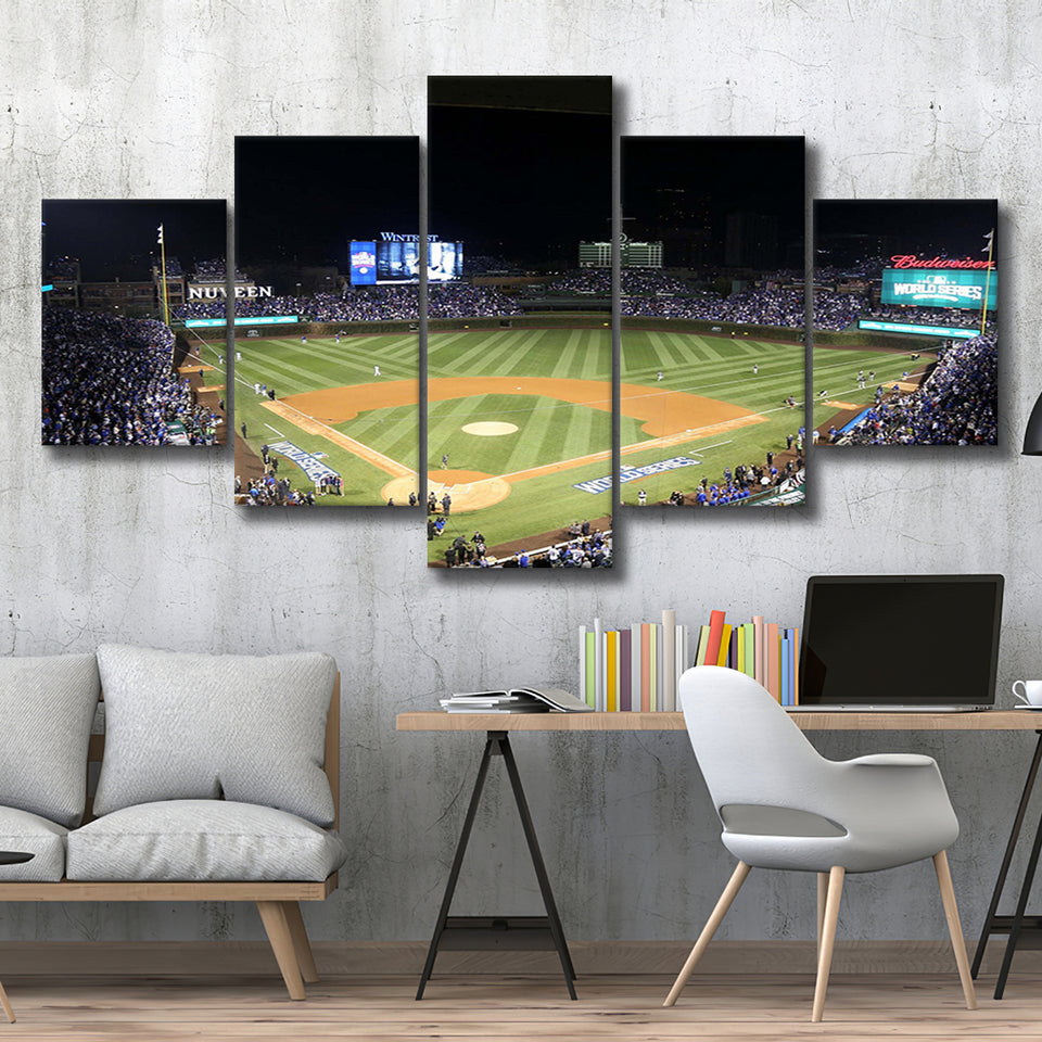 Chicago Cubs Stadium Wall Art Wrigley Field Stadium Canvas Prints Baseball,Multi Panels,Sport Stadium Art Prints, Fan Gift