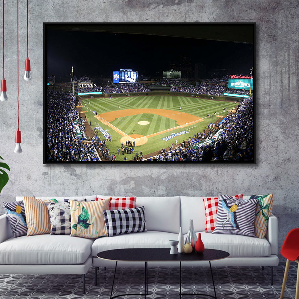 Chicago Cubs Stadium Wall Art Wrigley Field Stadium Framed Canvas Prints Baseball,Sport Stadium Art Prints, Fan Gift