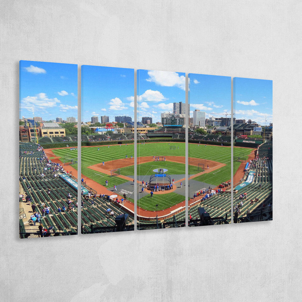 Chicago Cubs Wall Art Stadium Wrigley Field Stadium Canvas Prints Baseball,Multi Panels B,Sport Stadium Art Prints, Fan Gift