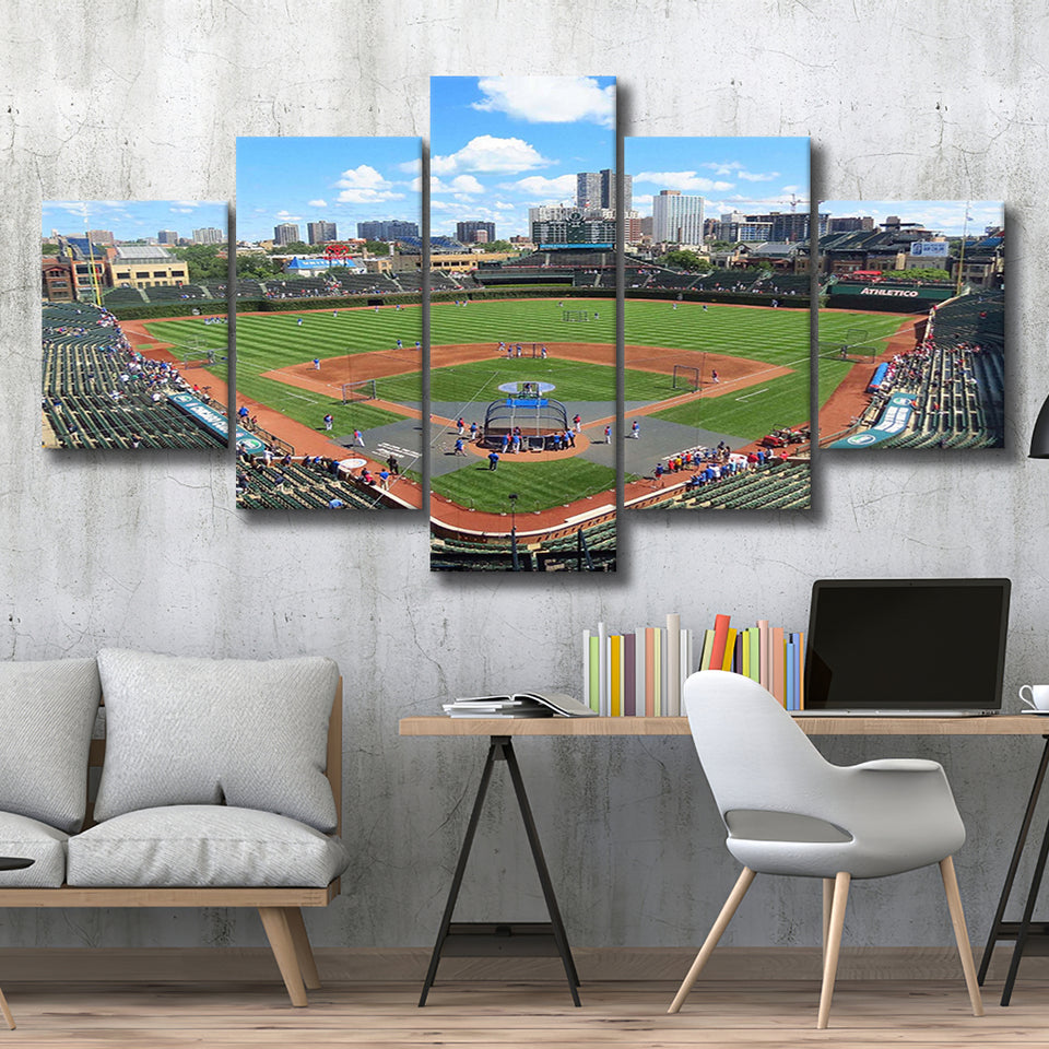 Chicago Cubs Wall Art Stadium Wrigley Field Stadium Canvas Prints Baseball,Multi Panels,Sport Stadium Art Prints, Fan Gift