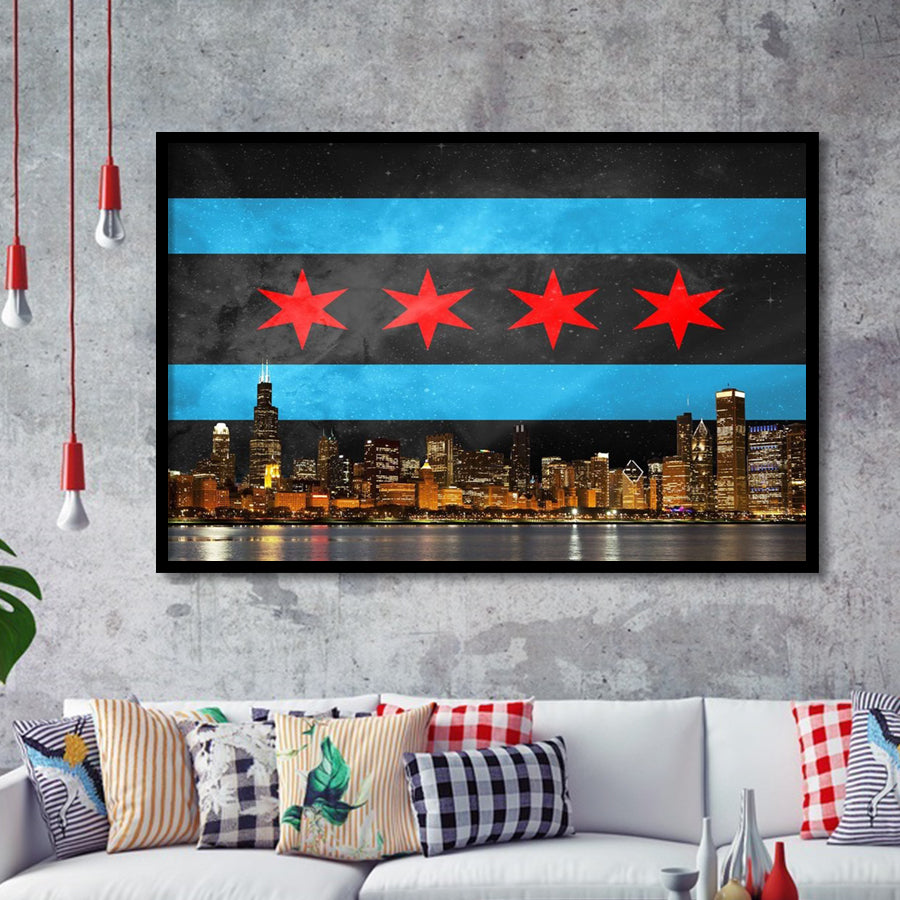 Chicago Hand Sign Chicago Flag Abstract