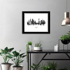 Chicago Illinois Skyline Black And White-Black and white art, Art print,Plexiglass Cover