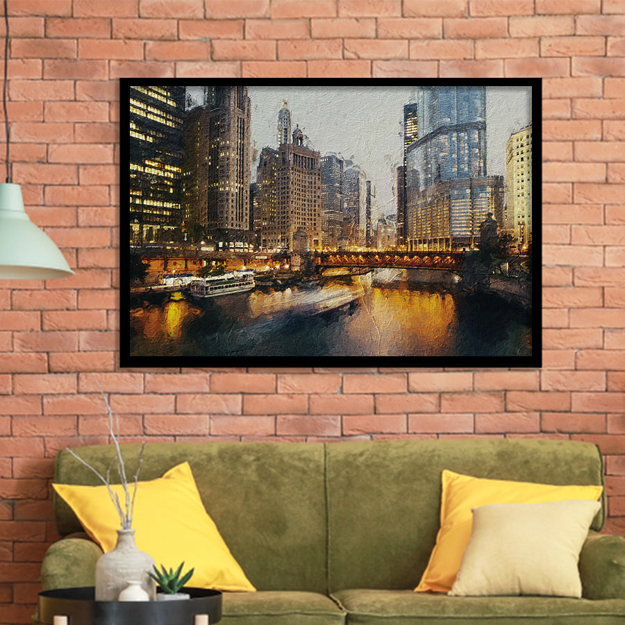 Chicago Skyline Chicago Contemporary Framed Art Prints Wall Decor - Painting Prints, Framed Picture, Home Decor