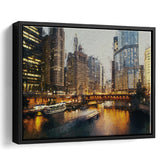 Chicago Skyline Chicago Contemporary Framed Canvas Prints Wall Art Decor - Paiting Canvas, Art Prints, Floating Frame