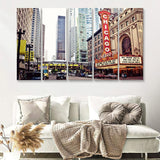 Chicago Theater On State Street Chicago Illinois 5 Pieces Canvas Prints Wall Art - Painting Canvas, Multi Panels, Wall Decor