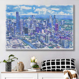 Chicago Watercolor Chicago Illinois, Sport Art Prints Fan Gift, Canvas Prints Wall Art Decor