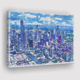 Chicago Watercolor Chicago Illinois, Sport Art Prints Fan Gift, Canvas Prints Wall Art Decor