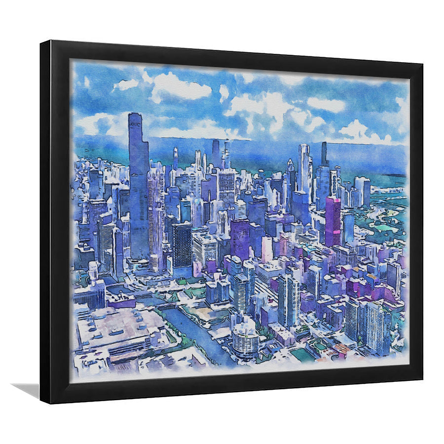 Chicago Watercolor Chicago Illinois, Sport Prints Fan Gift, Framed Art Prints Wall Art Decor