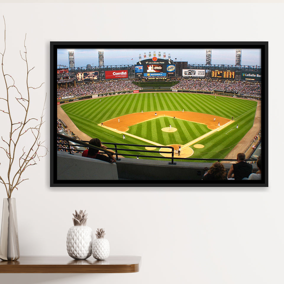 Chicago White Sox Stadium Framed Canvas Prints Guaranteed Rate Field Wall,Sport Stadium Art Prints, Fan Gift