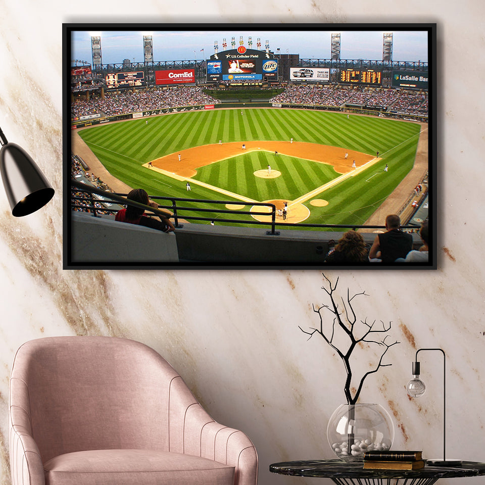 Chicago White Sox Stadium Framed Canvas Prints Guaranteed Rate Field Wall,Sport Stadium Art Prints, Fan Gift