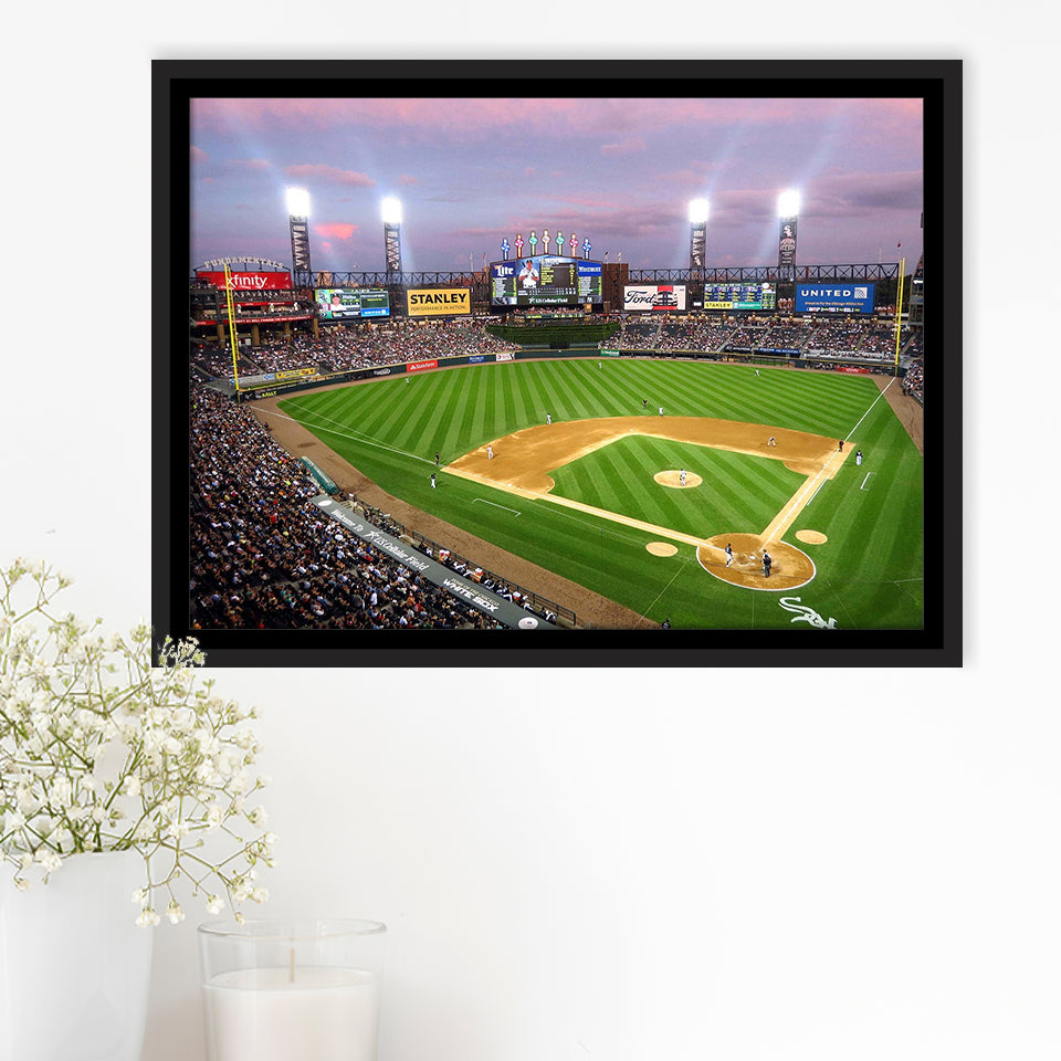 Chicago White Sox Wall Art Cellular Field Stadium Framed Canvas Prints,Sport Stadium Art Prints, Fan Gift