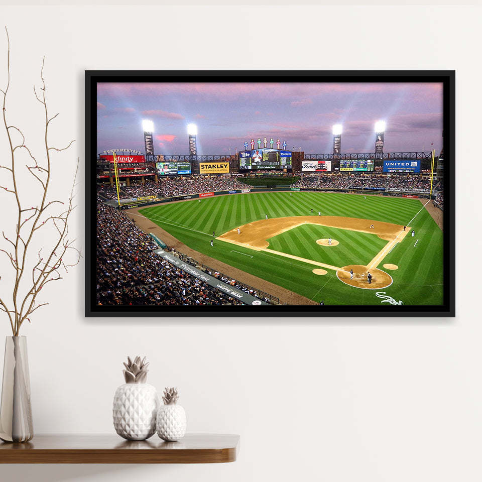 Chicago White Sox Wall Art Cellular Field Stadium Framed Canvas Prints,Sport Stadium Art Prints, Fan Gift