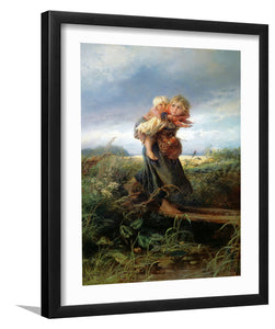 Children Running From The Storm By Konstantin Makovsky-Canvas Art,Art Print,Framed Art,Plexiglass cover