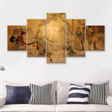 Chinese Classic Wall Drawing 5 Pieces Canvas Prints Wall Art - Painting Canvas, Multi Panels, Wall Decor