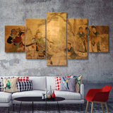 Chinese Classic Wall Drawing 5 Pieces Canvas Prints Wall Art - Painting Canvas, Multi Panels, Wall Decor