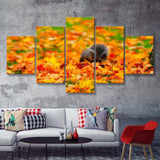 Chipmunk In Autumn  5 Pieces Canvas Prints Wall Art - Painting Canvas, Multi Panels, 5 Panel, Wall Decor