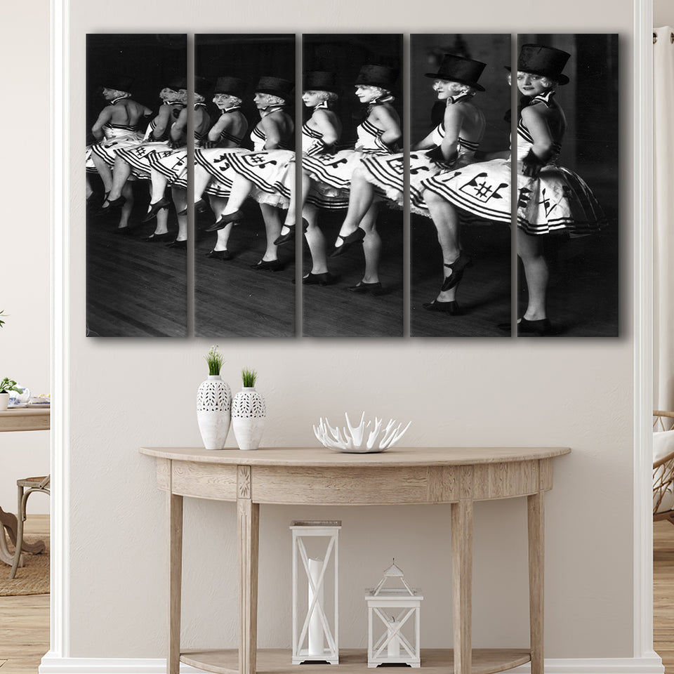 Chorus Line Dancers Black And White Print, Cabaret Larger Canvas Art, 5 Piece Canvas Prints Wall Art Decor