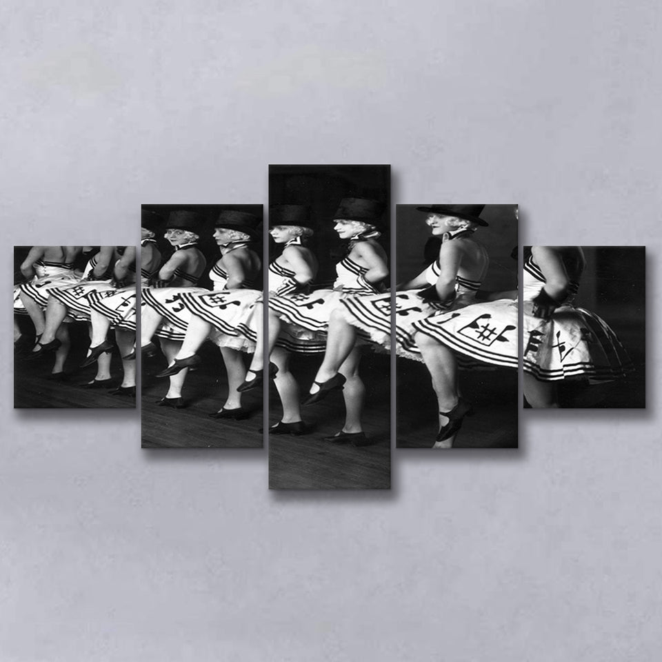 Chorus Line Dancers Black And White Print, Cabaret 5 Panels, Canvas Prints Wall Art Decor, Large Canvas Art