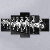 Chorus Line Dancers Black And White Print, Cabaret 5 Panels, Canvas Prints Wall Art Decor, Large Canvas Art