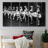 Chorus Line Dancers Black And White Print, Cabaret Larger Canvas Art, 5 Piece Canvas Prints Wall Art Decor
