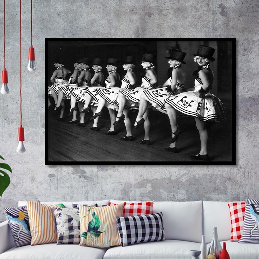 Chorus Line Dancers Black And White Print, Cabaret Framed Art Prints, Wall Art,Home Decor,Framed Picture