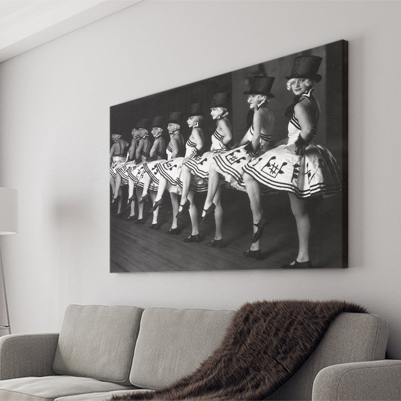 Chorus Line Dancers Black And White Print, Cabaret Canvas Prints Wall Art Home Decor