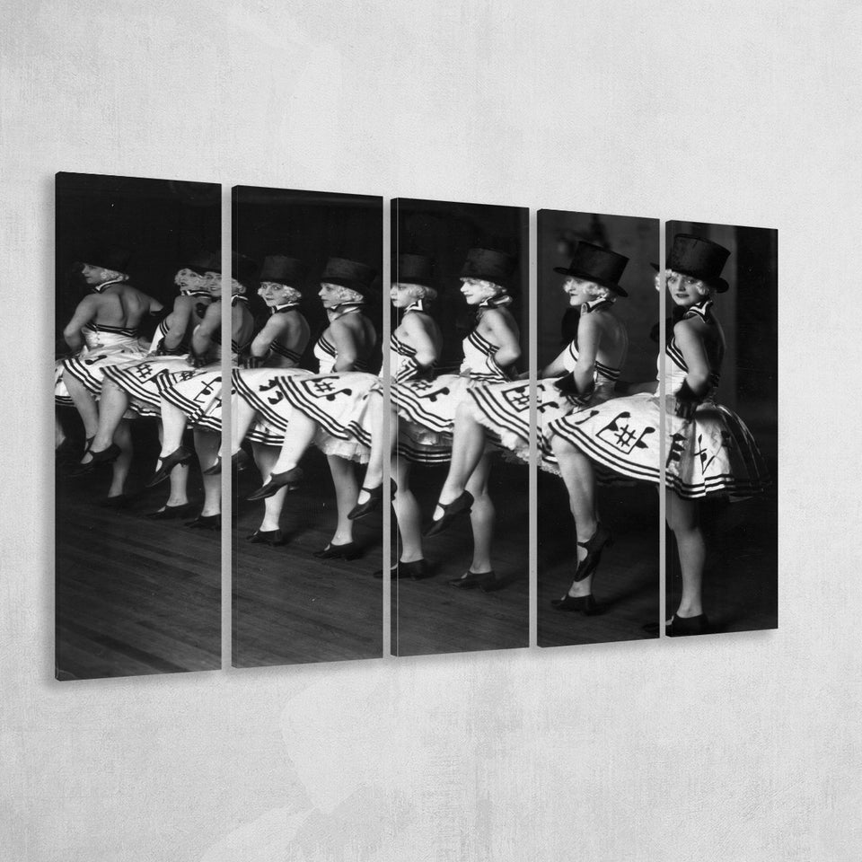 Chorus Line Dancers Black And White Print, Cabaret Larger Canvas Art, 5 Piece Canvas Prints Wall Art Decor