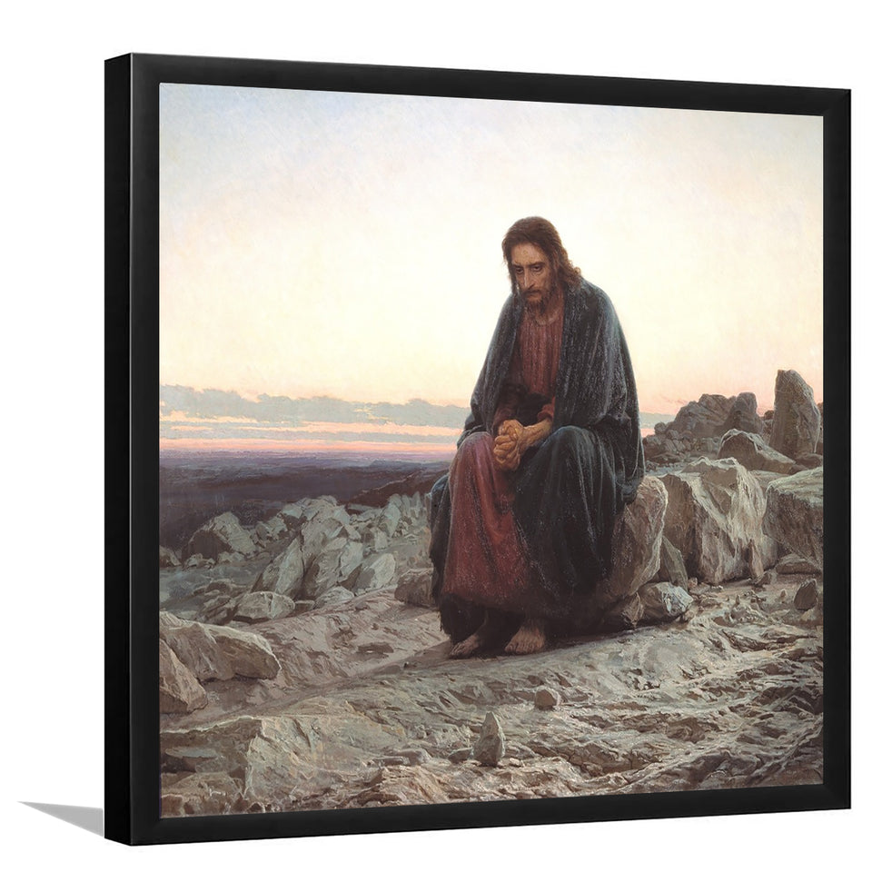 Christ In The Desert By Ivan Nikolayevich KramskoyArt Print,Canvas Art,Frame Art,Plexiglass Cover