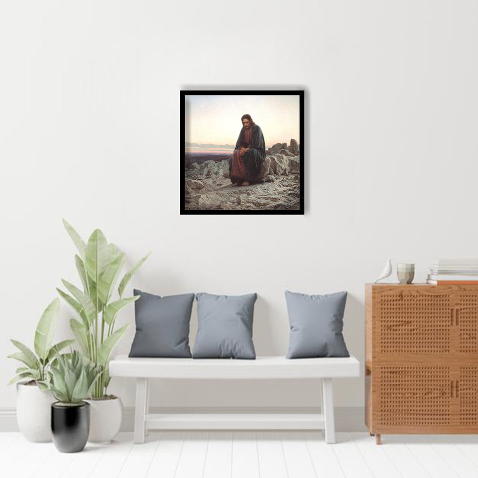 Christ In The Desert By Ivan Nikolayevich KramskoyArt Print,Canvas Art,Frame Art,Plexiglass Cover