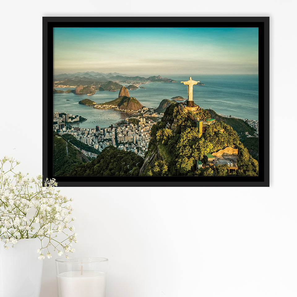 Christ The Redeemer Statue In Rio De Janeiro Framed Canvas Prints Wall Art Decor, Framed Picture, Floating Frame