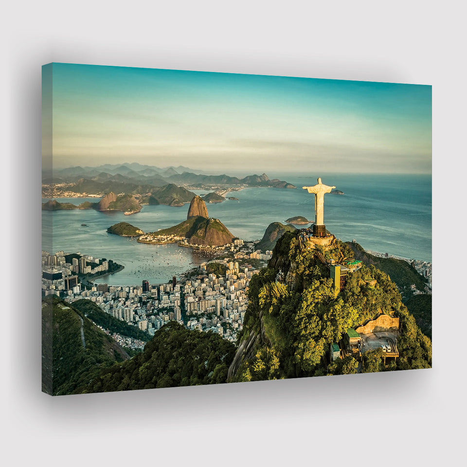 Christ The Redeemer Statue In Rio De Janeiro Canvas Prints Wall Art Decor - Painting Canvas,Home Decor, Ready to Hang