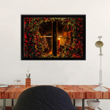 Christmas Home Window Framed Canvas Wall Art - Framed Prints, Canvas Prints, Prints for Sale, Canvas Painting