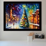 Christmas Tree Painting Colorful, Xmas Art V2 Framed Art Prints Wall Decor, Framed Painting Art