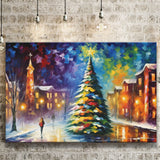 Christmas Tree Painting Colorful, Xmas Art V2 Canvas Prints Wall Art, Painting Art Home Decor
