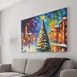 Christmas Tree Painting Colorful, Xmas Art V2 Canvas Prints Wall Art, Painting Art Home Decor