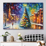 Christmas Tree Painting Colorful, Xmas Art V2 Canvas Prints Wall Art, Painting Art Home Decor
